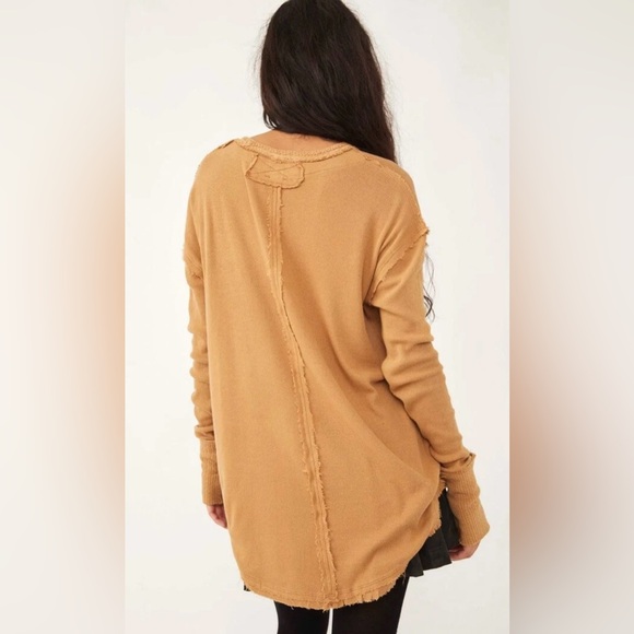 NWOT Free People Colby Long Sleeve XS Oversized Apple Cinnamon NEW $68 retail - Picture 2 of 9